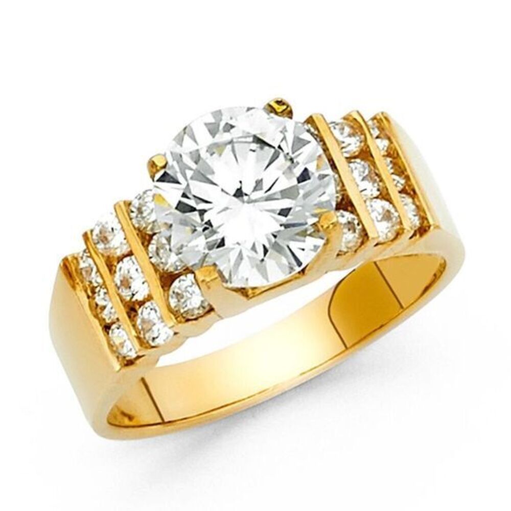 SOLID 14K YELLOW GOLD ENGAGEMENT RING